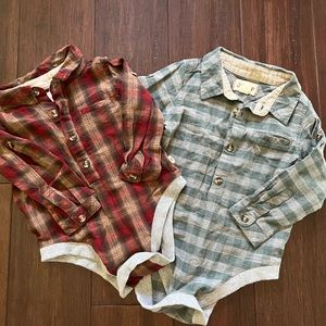 Plaid Button down Onesies